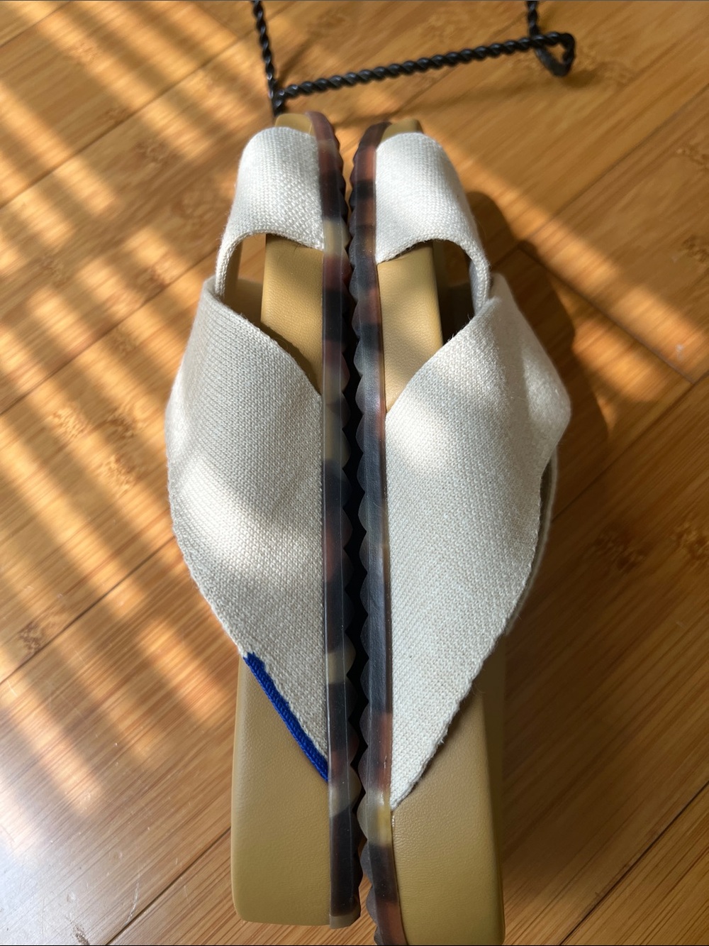 NWOT Rothy's Cream Woven Crisscross Slide Sandals 9.5 - Picture 5 of 7